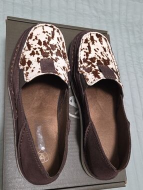 Ariat Brown and White Cowhide Slip-On Women’s Loafers